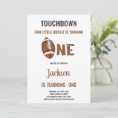 One Touchdown Football 1e verjaardag Uitnodiging (Staand voorkant)
