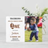 One Touchdown Football Birthday Invitation foto Kaart (Staand voorkant)