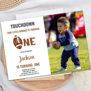 One Touchdown Football Birthday Invitation foto Kaart