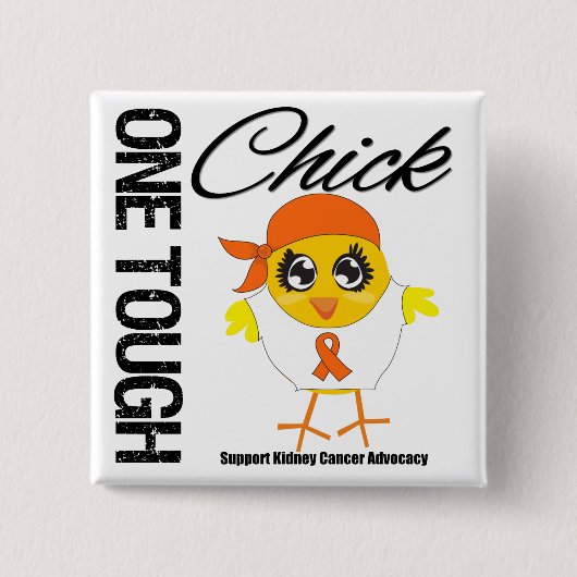 One Tough Chick Kidney Cancer Warrior v2 Vierkante Button 5,1 Cm (Voorkant)