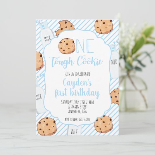 One Tough Cookie Blue eerste verjaardag Kaart (Staand voorkant)