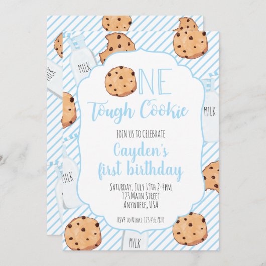 One Tough Cookie Blue eerste verjaardag Kaart (Voorkant / Achterkant)