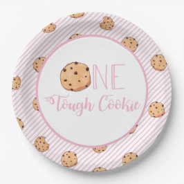 One Tough Cookie koekjes en roze strepen Verjaarda Papieren Bordje