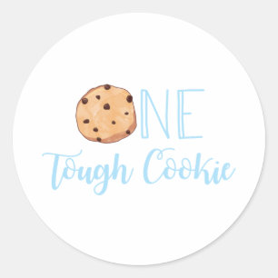 One Tough Cookie Melk en Cookies blauw Verjaardag Ronde Sticker