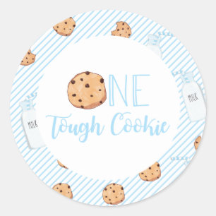 One Tough Cookie Melk en Koekjes blauwe Verjaardag Ronde Sticker