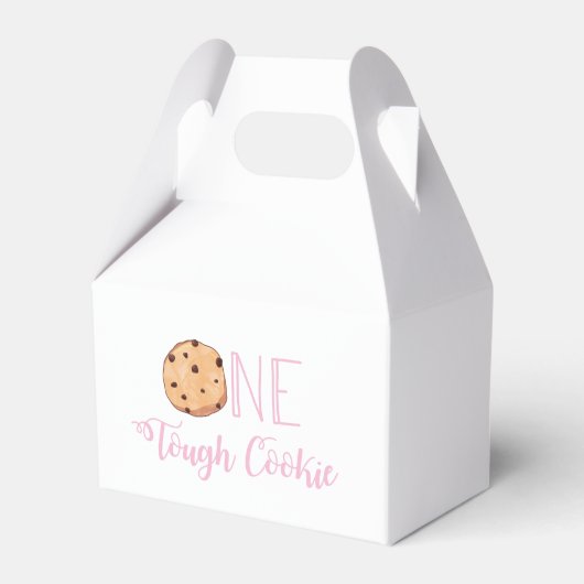 One Tough Cookie Roze Melk en Cookies Verjaardag Bedankdoosjes (Voorkant Zijde)