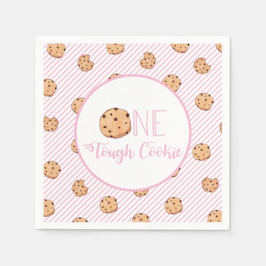 One Tough Cookie Roze Melk en Cookies Verjaardag Servet (Voorkant)