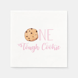 One Tough Cookie Roze Melk en Koekjes Verjaardag Servet