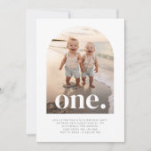 One Twin Boys - Gebogen foto Eerste Verjaardag Kaart (Voorkant)