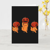 One Two Three Cute Kittens Pumpkin Halloween Soky  Kaart (Gele Bloem)