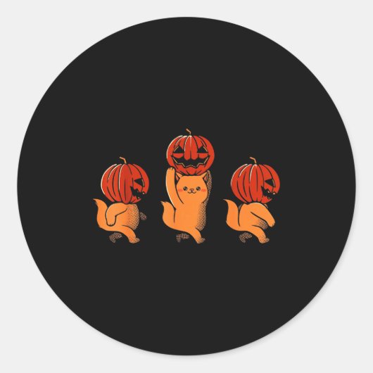 One Two Three Cute Kittens Pumpkin Halloween Soky  Ronde Sticker (Voorkant)