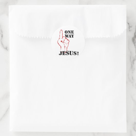 One Way Jesus Ronde Sticker (Tas)