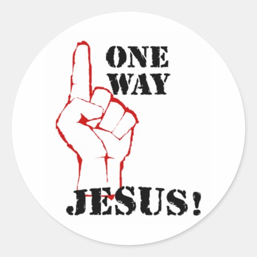 One Way Jesus Ronde Sticker (Voorkant)