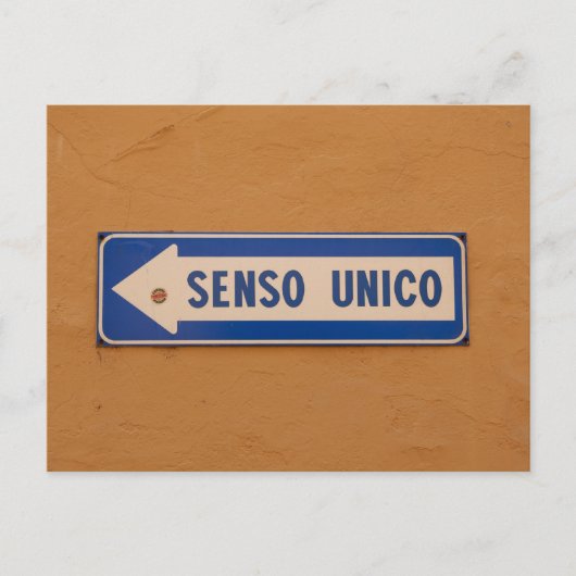 One Way Sign in Italiaans - Senso Unico Briefkaart (Voorkant)