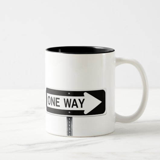 One way sign tweekleurige koffiemok (Rechts)
