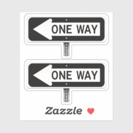 One way street sign sticker