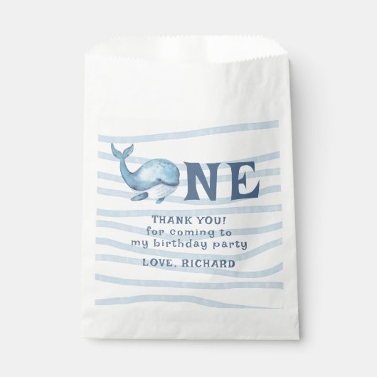ONE WHALE 1e verjaardag onder het Zee bedankt Bedankzakje (Voorkant)