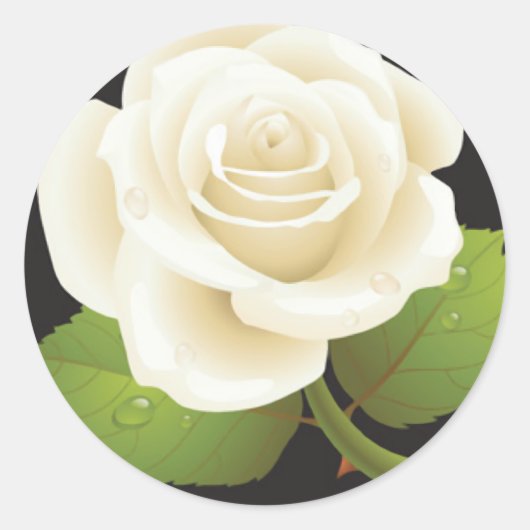 One White Rose Ronde Sticker (Voorkant)