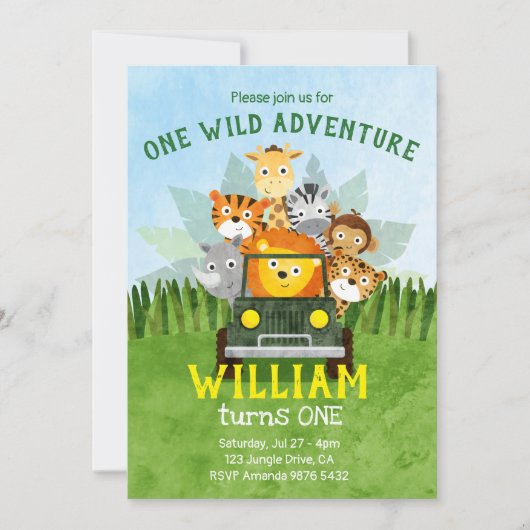 One Wild Adventure | Wilde 1 | Eerste verjaardag Kaart (Voorkant)
