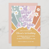 One Wild and Free Retro Sunshine Rainbow Daisy Uit Kaart (Voorkant / Achterkant)