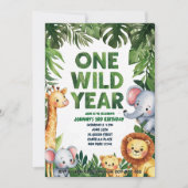 One Wild Year 1e Verjaardagsuitnodiging Kaart (Voorkant)