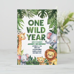 One Wild Year 1e Verjaardagsuitnodiging Kaart