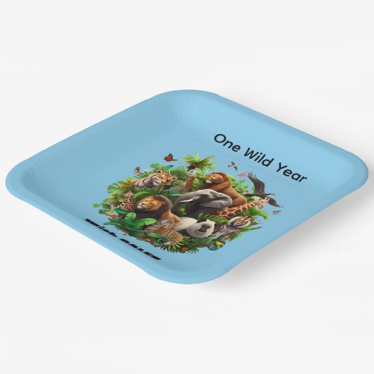 One Wild Year Boy's 1st Birthday Papieren Bord (Gebogen)