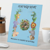 One Wild Year Boy's 1st Birthday Welkom Teken Reclamebord Met Voetstuk (Insitu)