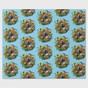 One Wild Year Boy's 1st Birthday Wrapping Paper Cadeaupapier