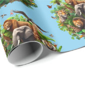 One Wild Year Boy's 1st Birthday Wrapping Paper Cadeaupapier (Rol Hoek)