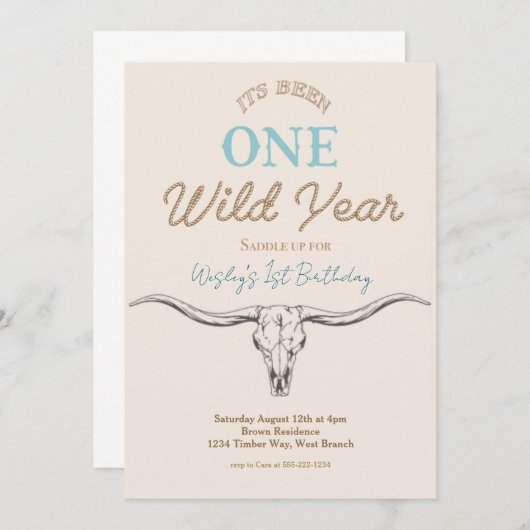 One Wild Year Boys eerste verjaardagsfeestje uitno Kaart (Voorkant / Achterkant)