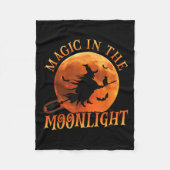 One Witch Riding Broom Halloween Magic Fleece Deken (Voorkant)