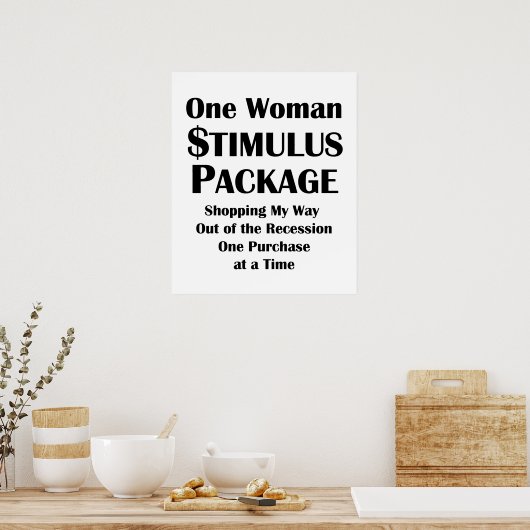 One Woman Stimulus Package Shopper's Economie Poster (Keuken)