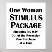 One Woman Stimulus Package Shopper's Economie Poster (Voorkant)