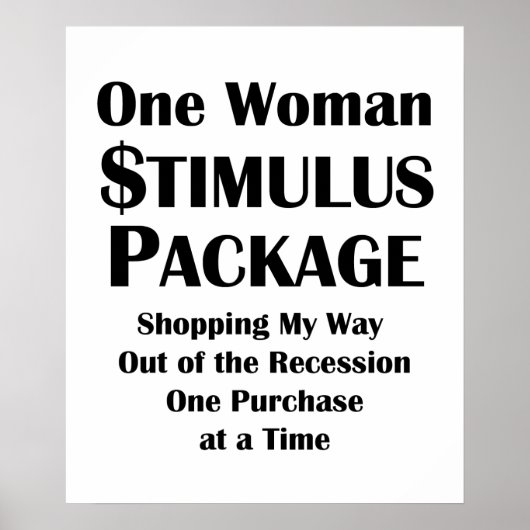 One Woman Stimulus Package Shopper's Economie Poster (Voorkant)