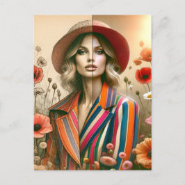 One Woman Two Styles Stripes Mode schets Briefkaart