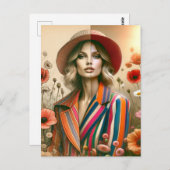 One Woman Two Styles Stripes Mode schets Briefkaart (Voorkant / Achterkant)