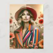 One Woman Two Styles Stripes Mode schets Briefkaart (Voorkant)