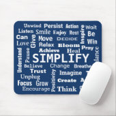 "One Word" Positieve Word Cloud op Navy Blue Muismat (Met muis)