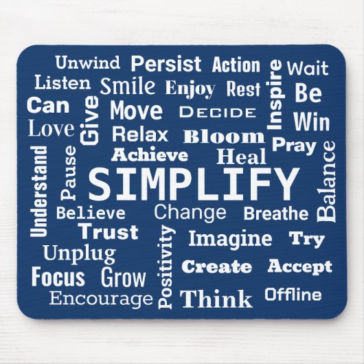 "One Word" Positieve Word Cloud op Navy Blue Muismat (Voorkant)