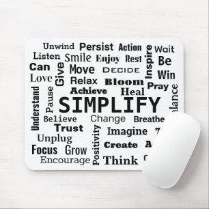 "One Word" Word Cloud op wit Muismat