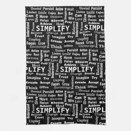 "One Word" Word Cloud op zwart Theedoek (Verticaal)