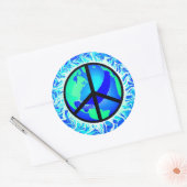 One World Peace Sign Ronde Sticker (Envelop)