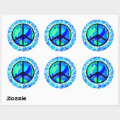 One World Peace Sign Ronde Sticker (Vel)