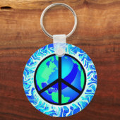 One World Peace Sign Sleutelhanger (Voorkant)