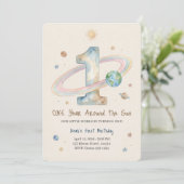 One Year Around The Sun 1st Birthday Invitation Kaart (Staand voorkant)