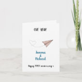 "One Year of Love" Papier Vliegtuig 1e Jubileum Kaart (Voorkant)