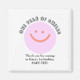 ONE YEAR OF SMILES Verjaardag Baby Details toevoeg Magneet
