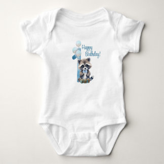 "One Year Old" - Blauw eerste verjaardag voor body Romper