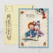 One Year Old Boys Verjaardag Briefkaart (Voorkant / Achterkant)